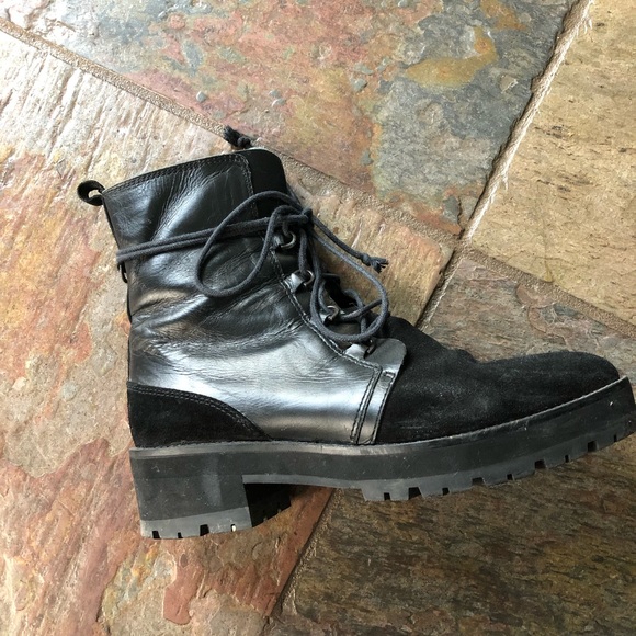 Leather & suede combat boots - Picture 1 of 8